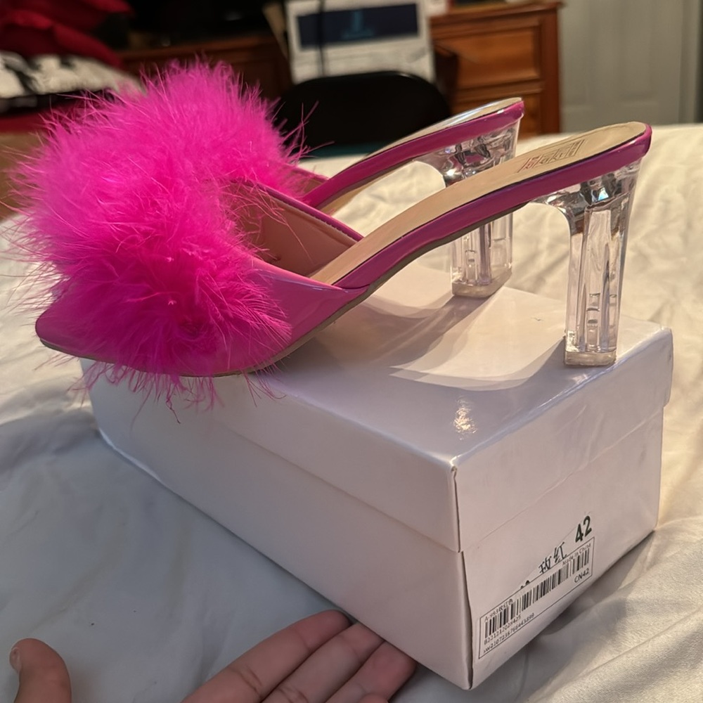 Shein Pink Feather heels